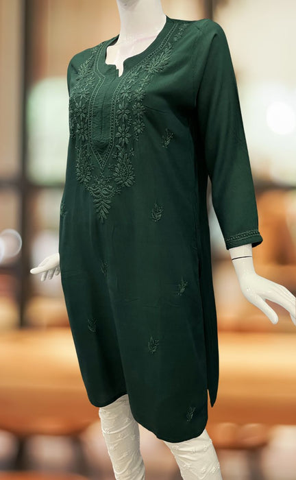 42 inch Dark Green Fabclub Women's Rayon Solid Plain Straight Kurti at Rs  229/piece in Ahmedabad